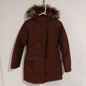 The North Face Women's Brown Puffer Coat with Fur Hood